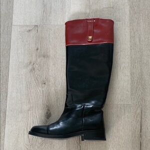 Gucci Calfskin Zelda Harness Riding Boots Black‎ Amber 38 black red single left